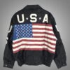 Vintage 80's USA Flag On Back Leather Jacket Back