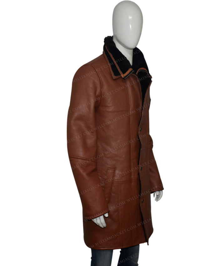 Wesley RAF SF Bomber Warm Duffle Brown Leather Coat