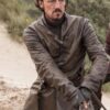 Bronn Game Of Thrones S07 Brown Leather Jacket Front