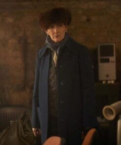 Carolyn Martens Killing Eve Fiona Shaw Blue Coat Front