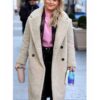 Hilary Duff Younger Season 07 Sherpa Fabric Beige Coat Full