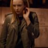 Jodie Comer Killing Eve Season 04 Villanelle Brown Leather Jacket Front