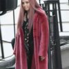 Jodie Comer Killing Eve Villanelle Pink Long Fur Coat Front