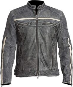 XXS/Body Chest 34 to 36 Moto Leather Jacket Men Cafe Racer Vintage Retro Distressed Biker Black Cowhide Leather Jacket