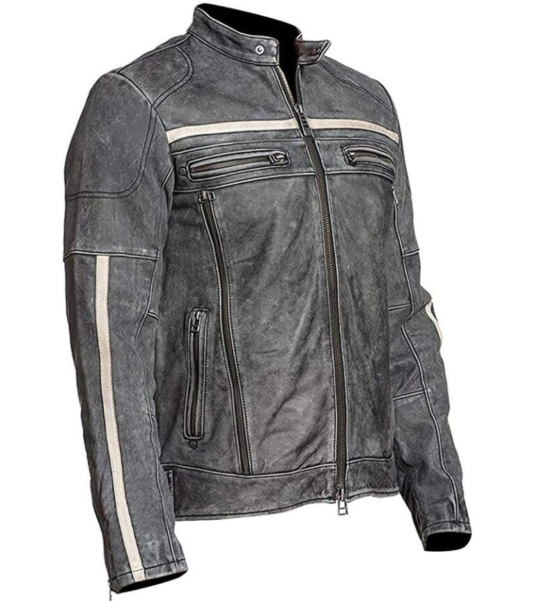 Men Cafe Racer Retro Jacket | Distressed Black Real Leather