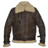 Men’s Aviator B3 Bomber RAF Shearling Fur Real Leather Jacket Front