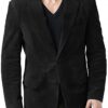 Mens Black Classic Formal Suede Leather Blazer Front