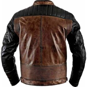 Brown & Black Cafe Racer Leather Jacket Men | William Jacket