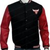 Mens Letterman Chicago Bulls Wool Red & Black Jacket Front