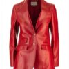 Dynasty S04 Fallon Carrington Red Leather Blazer Front