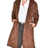 Brown Fox Mink Fur Collar Swakara Lamb Fur Trench Coat