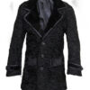 Mink Fur Collar Persian Lamb Black Coat