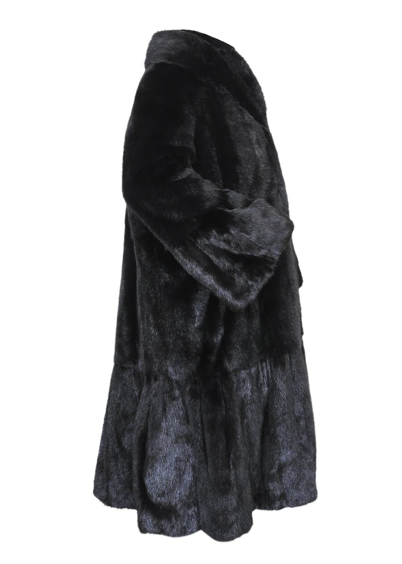 Women Mink Fur Black Trench Coat Winter Sale | William Jacket