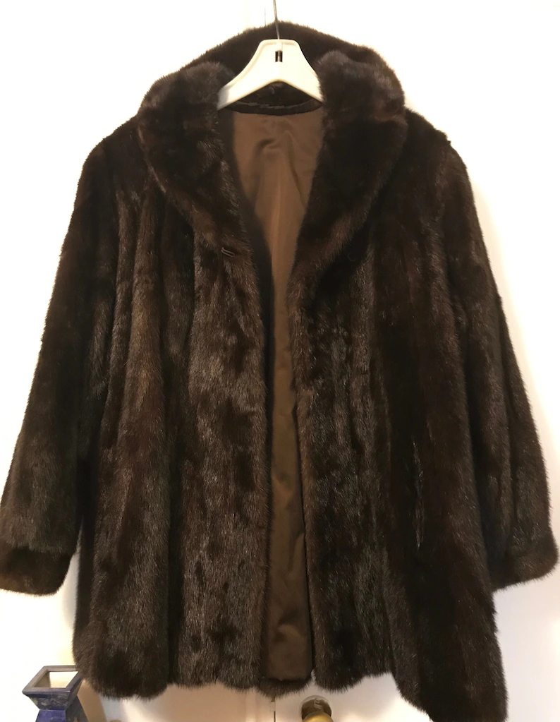 genuine real mink fur coat jacket 1109858 size 3XL new brown color