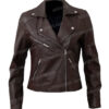 Women's Slim Fit Biker Brown Leather Jacket
