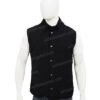 Yellowstone John Dutton Quilted Black Cotton Vest Front