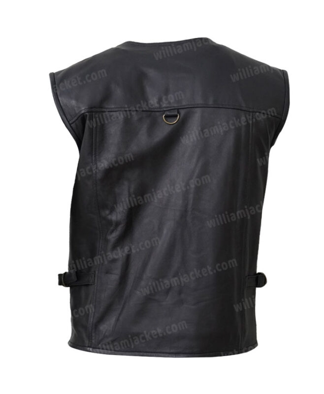 Men's Safari Workwear Black Leather Vest | William Jacket