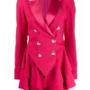 Ted Lasso S2 Keeley Pink Heart Button Wool Blazer William Jacket