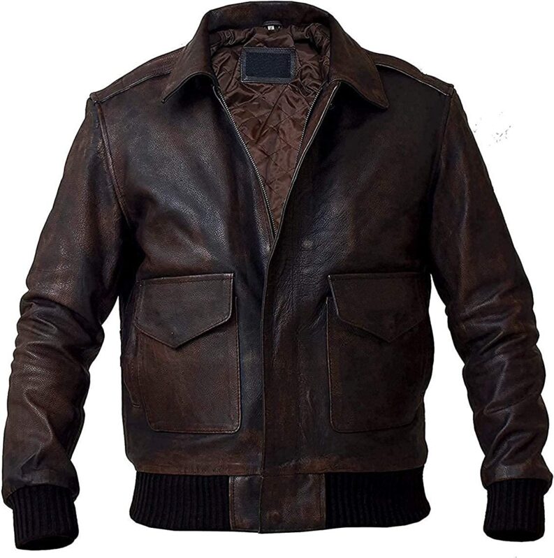 A2 Bomber Leather Distressed Brown Jacket