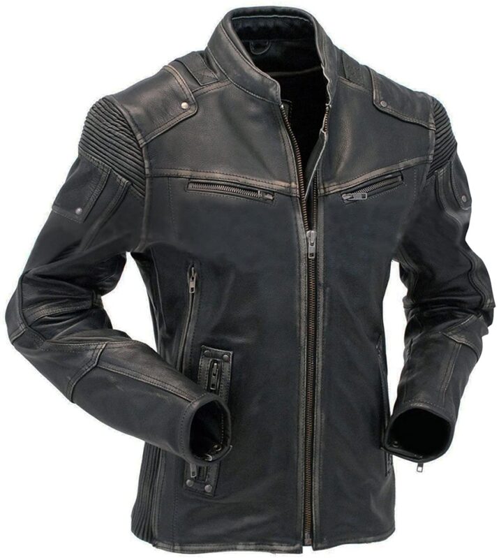 Vintage Cafe Racer Black Leather Jacket