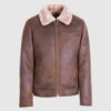 Shearling Fur Brown Leather Jacket