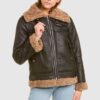 Womens Black Aviator Leather Jacket