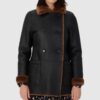 Womens Double Breasted Black Shearling Coat