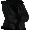 Womens Shearling Fur Hooded Jacket