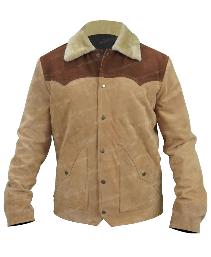 Kevin Costner Yellowstone S03 Fur Collar Brown Leather Jacket