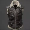 PUBG Biker Shearling Fur Leather Vest