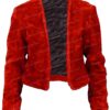 Victoria Justice Afterlife of the Party Red Cropped Fur Jacket Front Image