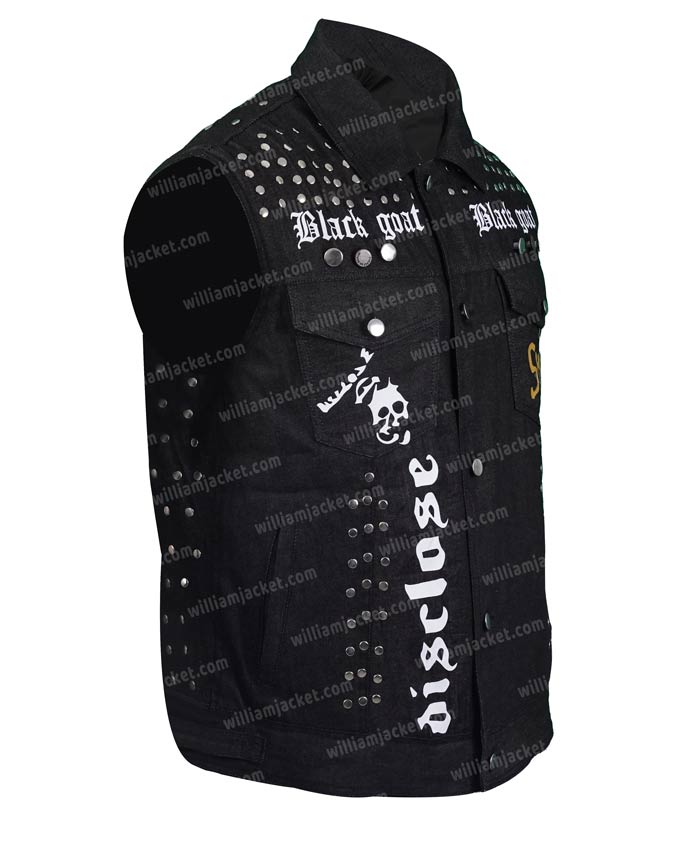 Juice Black Denim Vest With Studs - Celebs Movie Jackets
