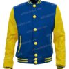 Mens Blue and Yellow Letterman Varsity Jacket