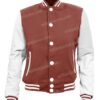 Mens Brown and White Letterman Jacket