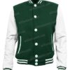 Mens Green and White Letterman Jacket