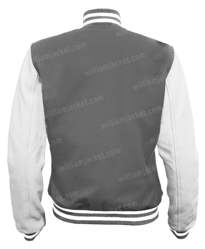 Grey and White Letterman Varsity Jacket - William Jacket