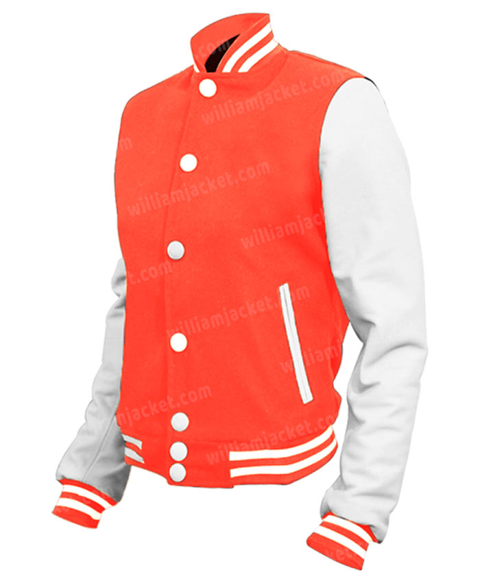 Wool Letterman Off-White Red/Orange Varsity Jacket - Jackets Masters
