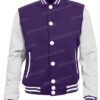 Mens Purple and White Letterman Jacket