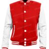 Mens Red and White Letterman Jacket