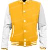 Mens Yellow and White Letterman Varsity Jacket