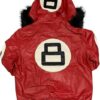 8 Ball Red Bomber Hooded Jacket