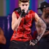 Justin Bieber Believe Tour Red hooded Leather Vest
