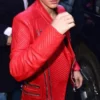 Justin Bieber Red Leather Jacket