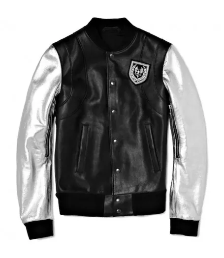 Justin Bieber Silver Sleeve Black Varsity Balmain Jacket