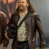 Nick Offerman Pam and Tommy Brown Leather Coat