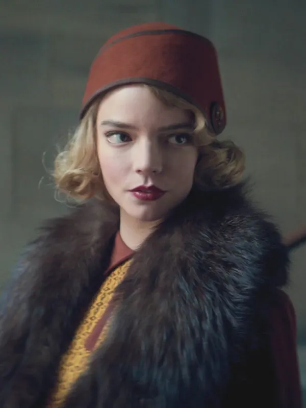 Peaky Blind­ers S05 Anya Tay­lor-Joy Fur Collar Red Coat