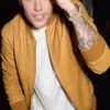 Singer Justin Bieber Brown Leather Bomber Jacket