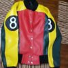 Womens 8 Ball Pool Bomber Leather Jacket