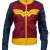 Wonder Woman Princess Diana Maroon Leather Jacket Front