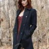 The Vampire Diaries Cassidy Freeman Black Double Breasted Coat